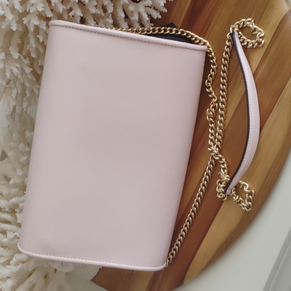 Kate Spade π₯ NWT π₯ Anna - Blush Pink Clutch with Gold Chain Crossbody Option - Picture 7 of 17